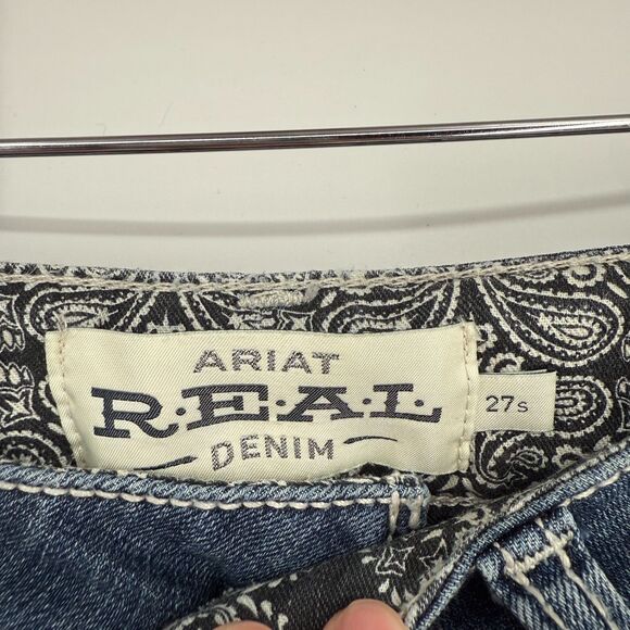 Ariat Denim Mid Rise Straight Jeans Womens Size 27 SHORT Blue Cowgirl Western - Picture 5 of 11